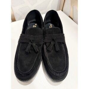 Walk London Sean Black Suede Tassel Lug Sole Loafers Mens 11 AO 04/2022